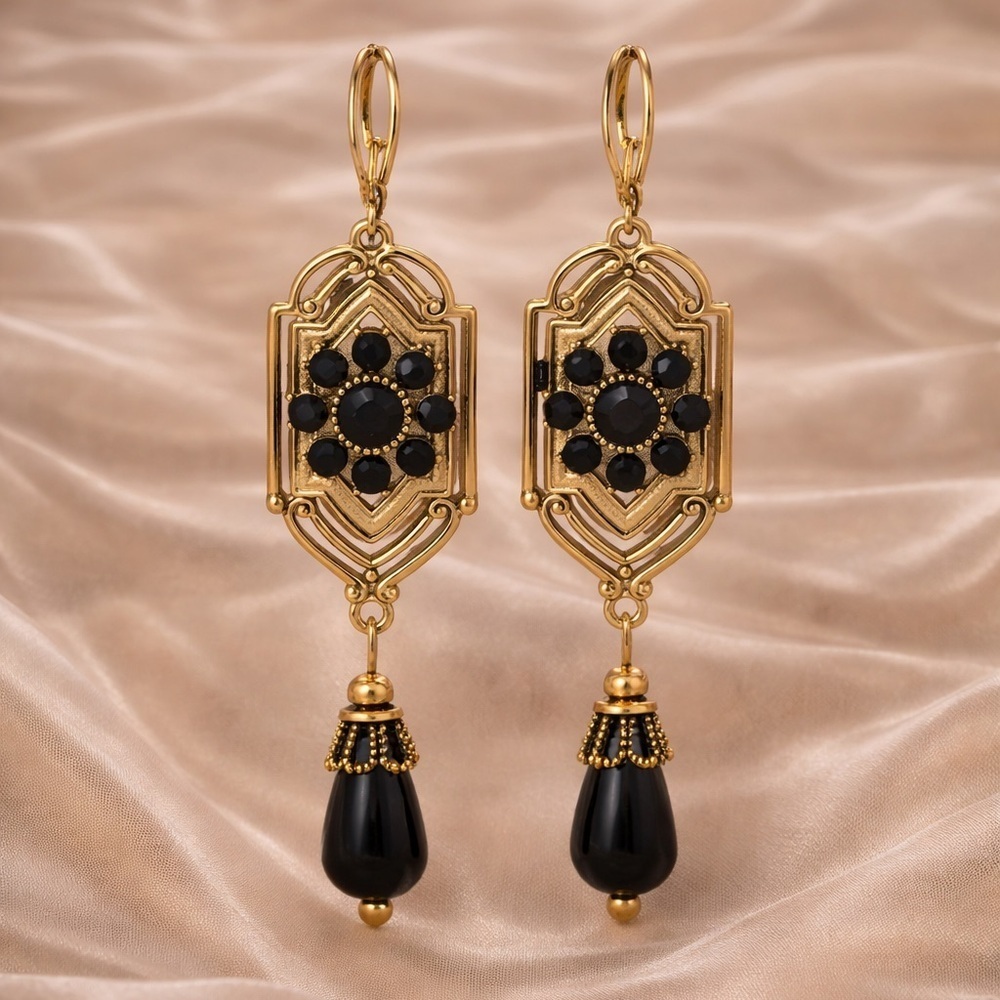 Vintage Marquis Ekaterina Gold Brass Earrings